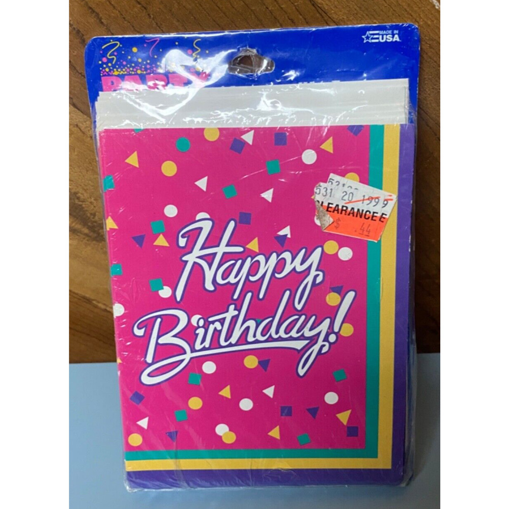 NEW NWT VTG. 90s Birthday Party Invitations Cards/Envelopes 8 Total
